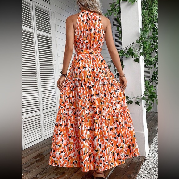 Boho allover print halter belted maxi dress - Picture 6 of 12
